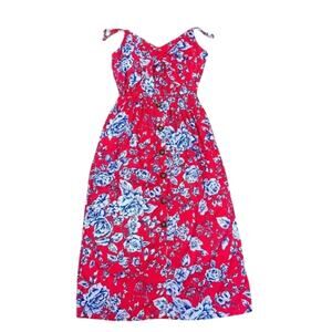 NWT Francesca's Mimi Chica Red/Pink Blue & White Floral Front Tie Dress - SMALL